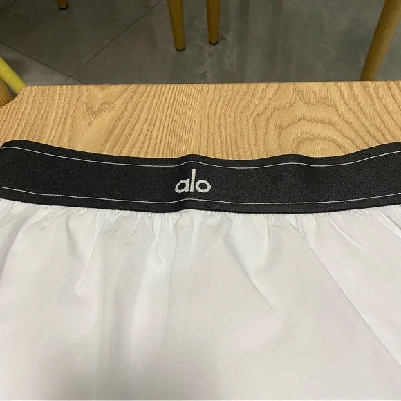 ALO Yoga White Mini Skirt with Black Waistband - Picture 2 of 4